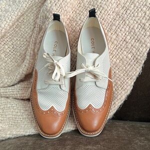 Cole Haan Cream and Tan Leather Brogues